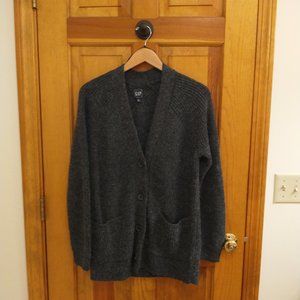 Gap Charcoal Heather Shaker-Knit Boyfriend Cardigan, size M